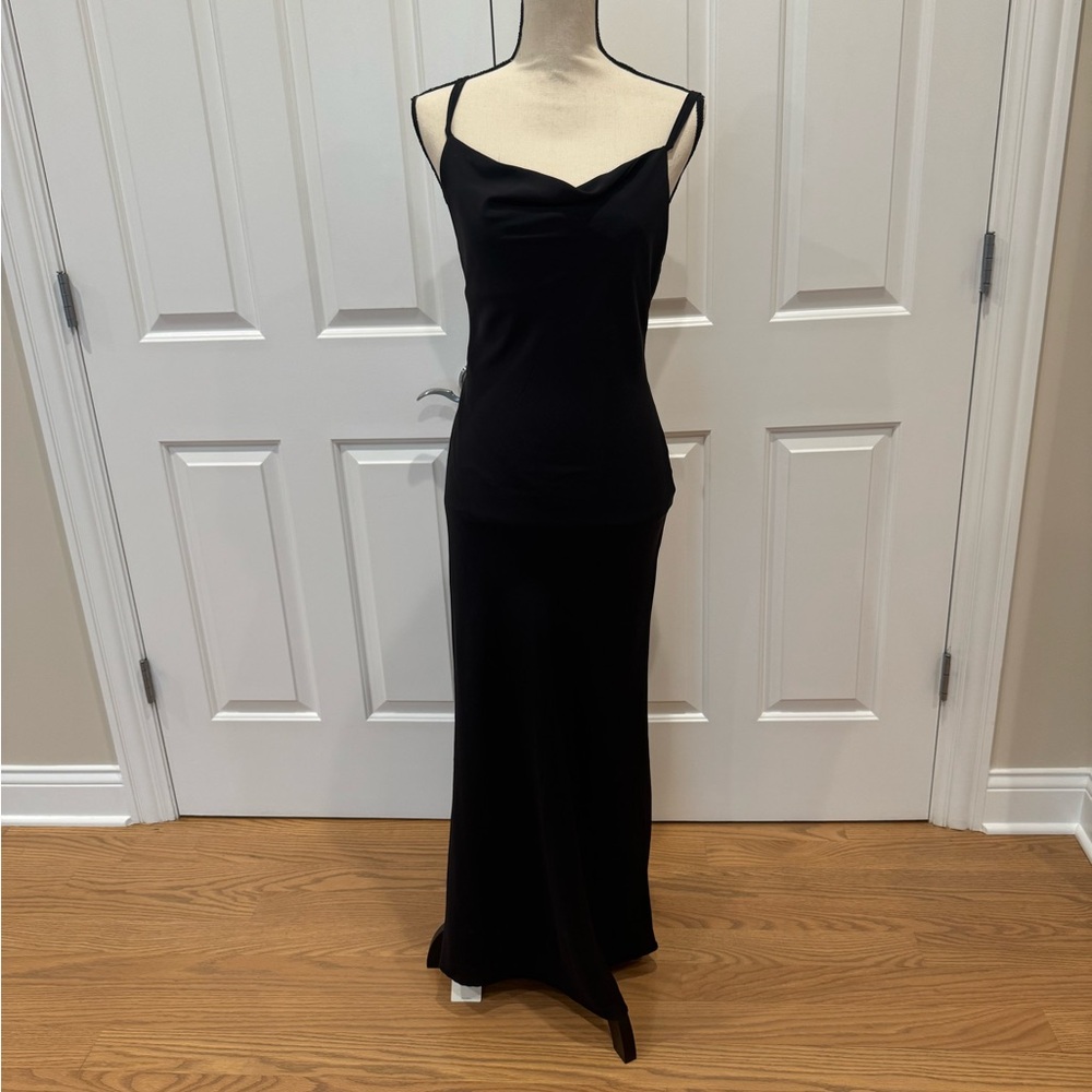 Black Cowl Neck Sleeveless Dress